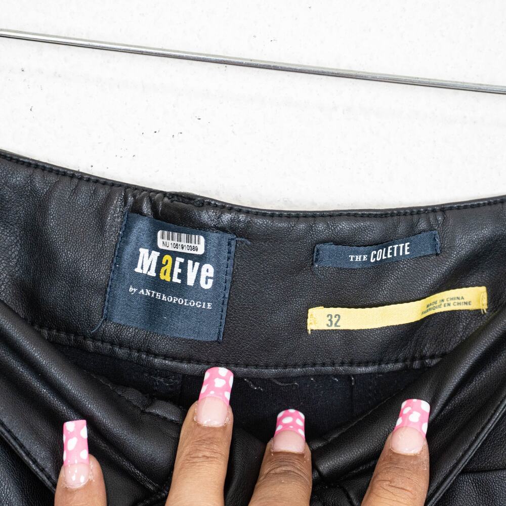 Maeve The Colette Faux Leater pants Wide Leg Black size 32 - Picture 3 of 9